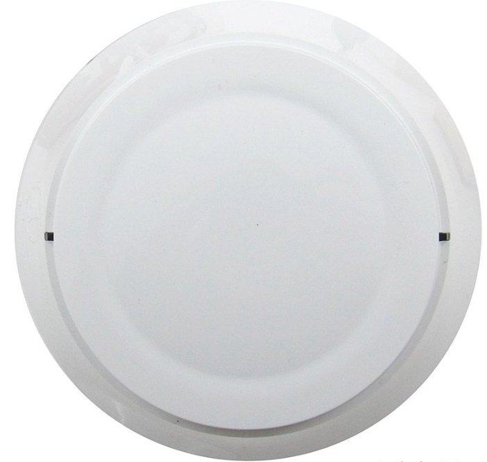 Gamewell-FCI ASD-PL3-IV addressable smoke detector in ivory, fire alarm device with sensor and mounting bracket.