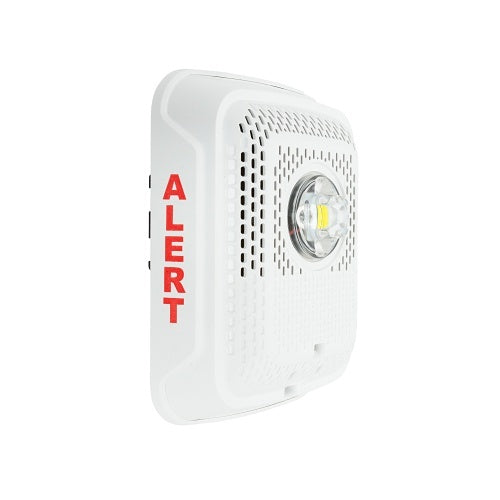 System Sensor SPSCWLED-CLR-ALERT ceiling-mounted LED strobe fire alarm in black with alert label
