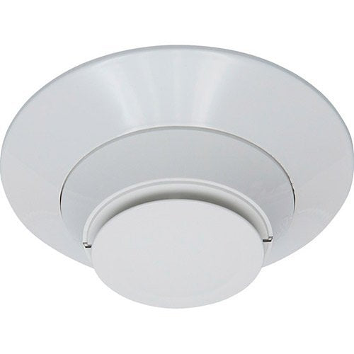Fire-Lite SD365 addressable photoelectric smoke detector with digital display and mounting bracket, designed for fire safety systems.