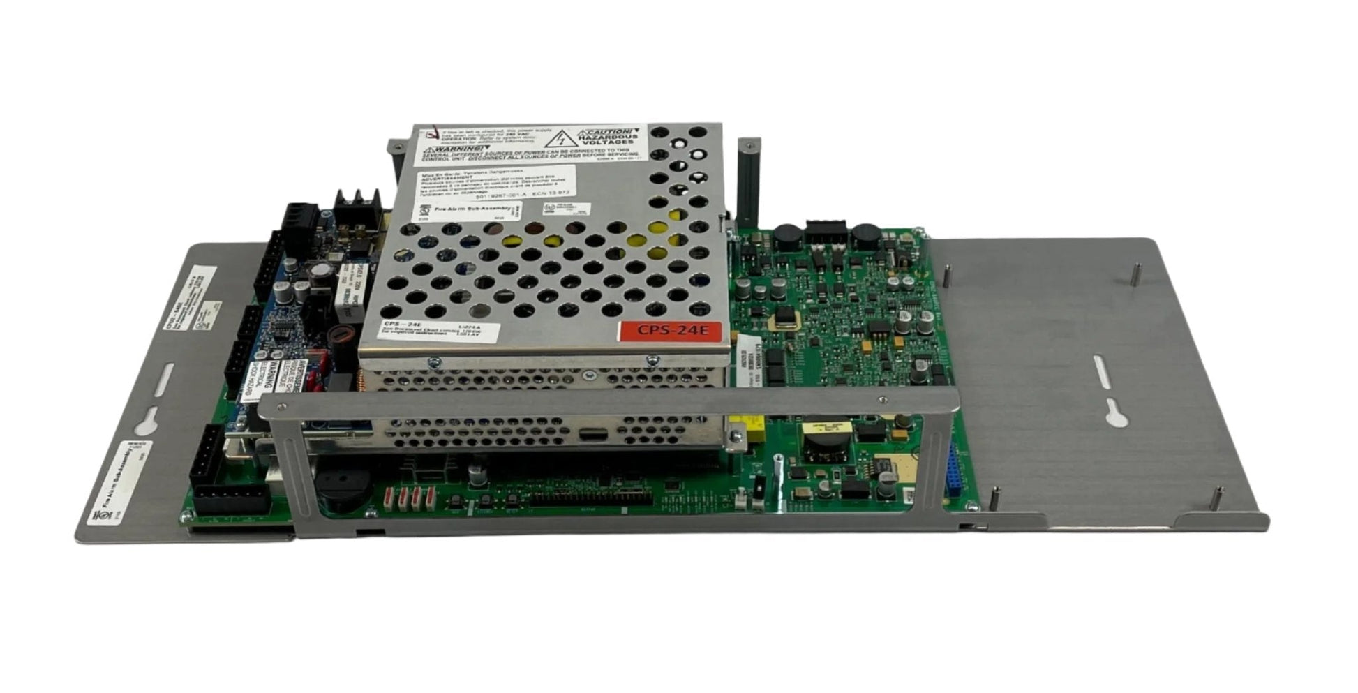 Notifier CPU2-640E Central Processing Unit Board for fire alarm systems, 240VAC, shown mounted on fire alarm control panel.