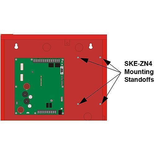 Silent Knight SKE-ZN4 fire alarm with voice evacuation system, mounted on wall, showcasing its control panel and alert features.