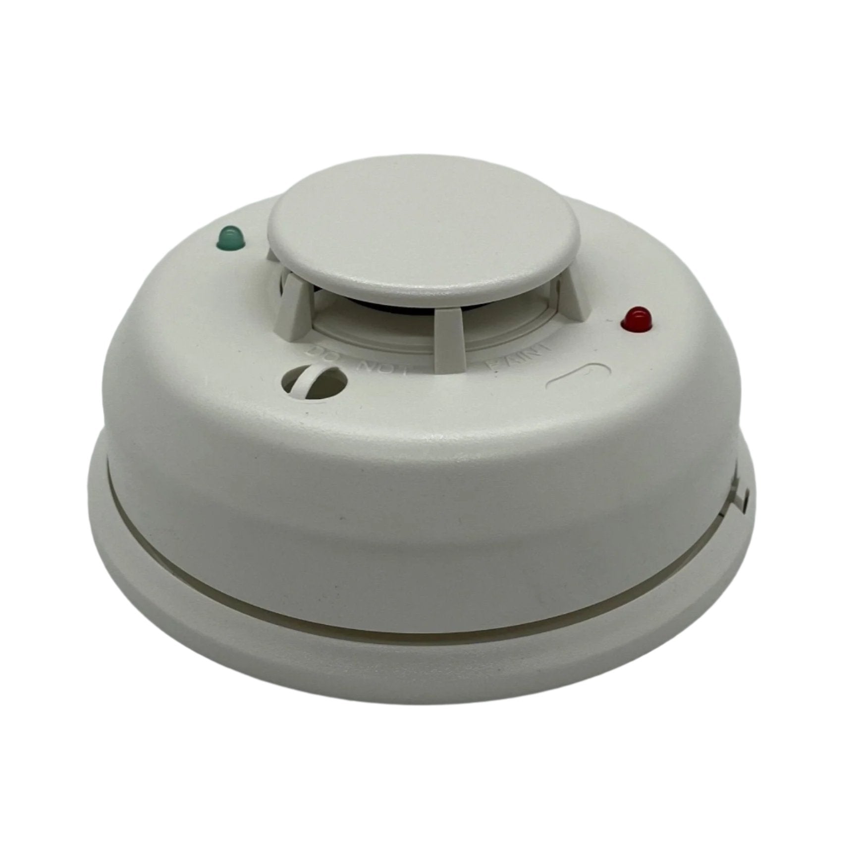 System Sensor 2WTA-B fire alarm smoke detector with two-wire connection, mounted on ceiling, for fire safety.